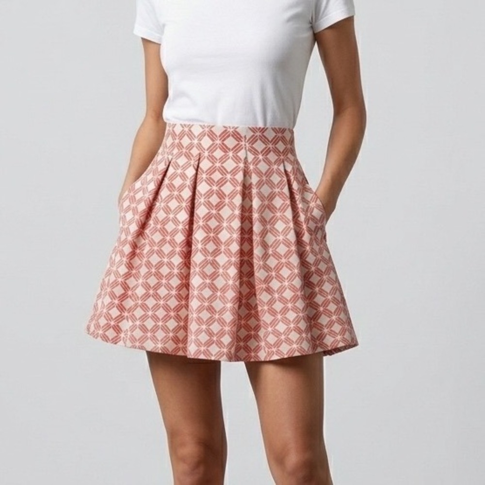 Pleated Pink Geometric Circle Skirt